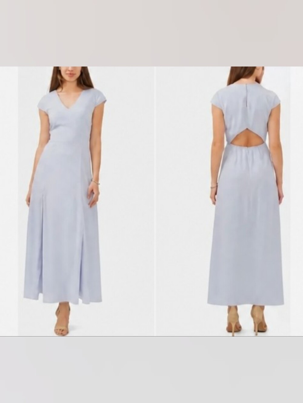 Halogen Light Blue V-Neck Maxi Dress with Back Cutout